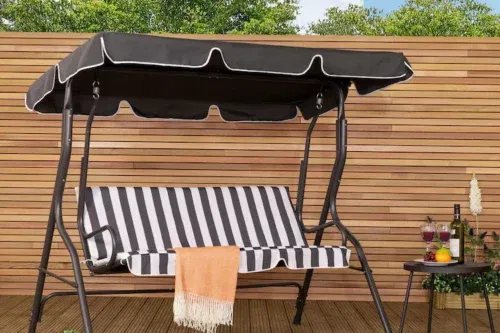 Charles Bentley Grey 2 Seater Garden Swing Seat Hammock-AUTO WIN 29/03