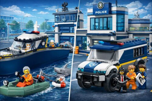 LEGO Police Boat Chase AND Police Prisoner Transport Van AUTO-WIN 01/04