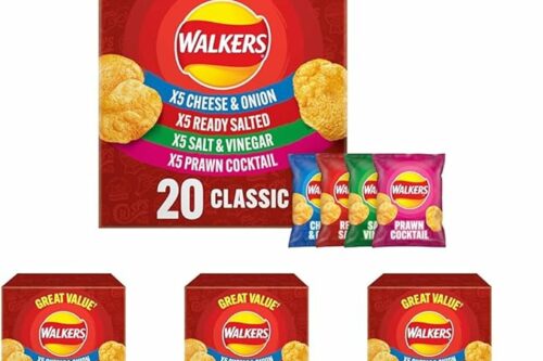 WALKERS CLASSIC VARIETY MULTIPACK CRISPS BOX 20X25G (PACK OF 4)-AUTO WIN 23/04