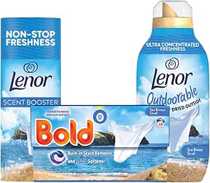Lenor Sea Breeze 3-Piece Laundry Bundle | Outdoorable 45 Wash + Lenor Scent Boosting Beads 155g + Bold Pods 38 Wash-AUTO WIN 25/04