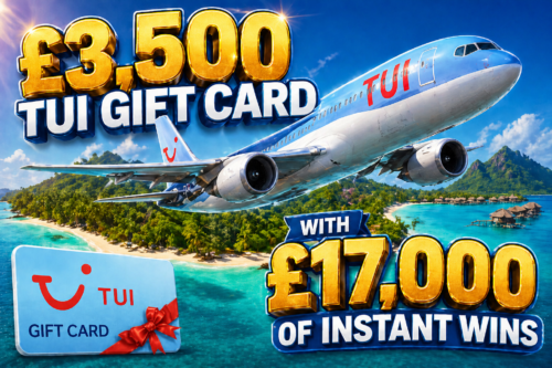 £3,500 TUI GIFT CARD WITH £17,000 OF INSTANT WINS- 29/04