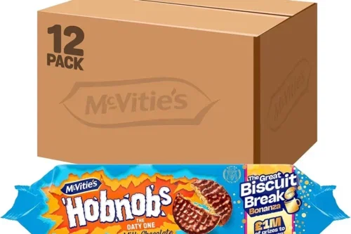 MCVITIE’S CHOCOLATE HOBNOBS BISCUITS, CLASSIC OAT AND CHOCOLATE BISCUITS, 431 G (PACK OF 12)-AUTO WIN 26/04