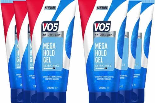 VO5 Mega Hold 24 hour extra strong control Styling Gel for perfectly groomed controlled natural hairstyle 200 ml Multi Buy (6)-AUTO WIN 25/04