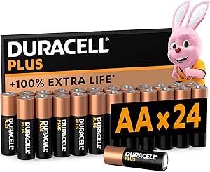 2 WINNERS DURACELL PLUS AA BATTERIES (24 PACK) – ALKALINE 1.5V – UP TO 100% EXTRA LIFE – RELIABILITY FOR EVERYDAY DEVICES – 0% PLASTIC PACKAGING – 10-YEAR STORAGE-AUTO WIN 26/04