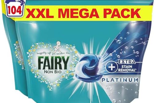 Fairy Non-Bio Platinum PODS 104 Washes with Extra Stain Removal-AUTO WIN 12/04