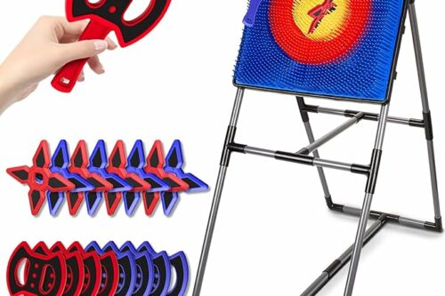 Axe Throwing Game for Backyard, Axe Throwing Target Set with 16 Throwing Axes Outdoor Games Indoor Carnival Yard Lawn Backyard Games for Age 6-12-AUTO WIN 02/05