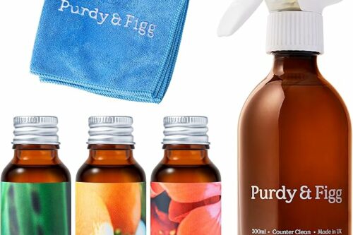 PURDY & FIGG | COUNTER CLEAN MIXED STARTER KIT | ALL NATURAL GENTLE NON TOXIC ORGANIC ESSENTIAL OILS MULTIPURPOSE CLEANER | CITRUS FLORAL VETIVER | HOME KITCHEN COUNTERTOP-AUTO WIN 26/04