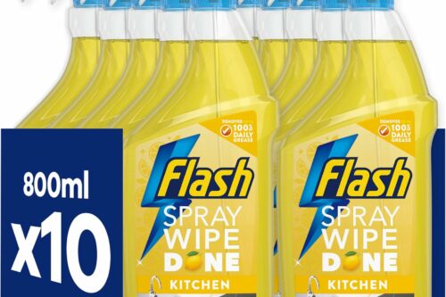 Flash Spray Wipe Done Kitchen Cleaning Sprays, Crisp Lemon, 8 Litres (800 ml x 10),AUTO-WIN 17/04