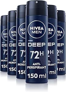 NIVEA MEN DEEP Black Carbon Anti-Perspirant Spray (150ml, Pack of 6)-AUTO WIN 25/04