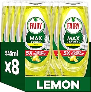 Fairy MaxPower Washing Up Liquid Lemon 8 x 545 ML-AUTO WIN 18/04