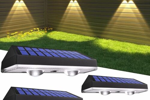 HAMLITE Solar Fence Lights Outdoor Garden: Solar Wall Lights Outdoor Waterproof - Solar Powered Garden Fence Lights 3 Color Modes for Deck Patio Decking Gate Yard Decoration 4-Pack-AUTO WIN 16/04