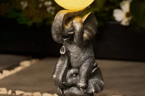 Silver Elephants with Ball Outdoor Solar Light-AUTO WIN 12/04