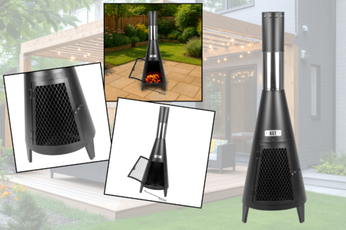 KCT Contemporary Chiminea - Outdoor Fire Pit with Chimney and Poker-AUTO WIN 12/04