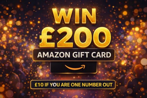 WIN £200 AMAZON GIFT CARD- £10 IF YOU ARE ONE NUMBER OUT-20/04