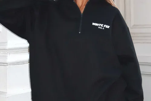 White Fox Offstage Zip Front Sweater Monochrome-AUTO WIN 02/05