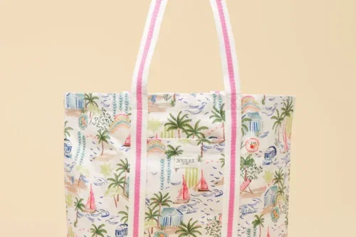 Joules Promenade Palm Print Canvas Beach Tote Bag-AUTO WIN 03/05