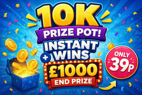 10K PRIZE POT! INSTANT WINS + £1000 END PRIZE ONLY 39P!-30/04-AUTO WIN