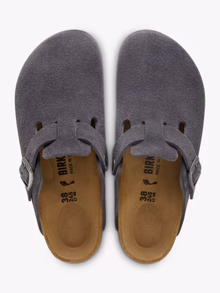 Birkenstock Boston Suede Clogs, Charcoal-AUTO WIN 22/05
