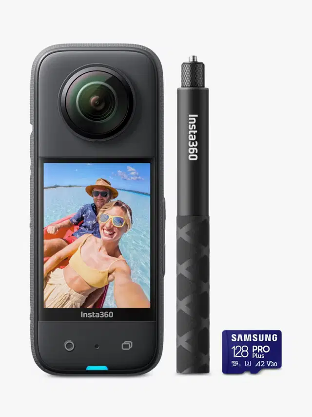 Insta360 Іnѕtа360 X3 Action Camera, 5.7K, 48MP, 360° Recording, Bundle with Invisible Selfie Stick & 128GB Memory Card-AUTO WIN 29/05