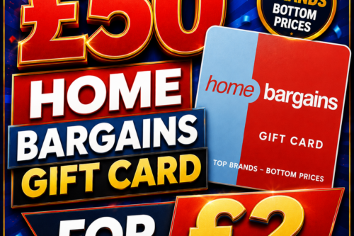£50 HOME BARGAINS GIFT CARD-AUTO WIN 13/05
