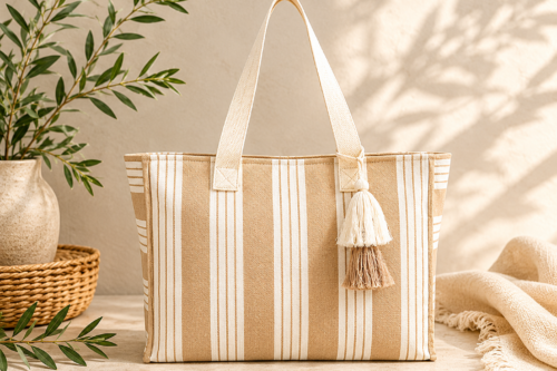 Accessorize Natural Large Stripe Beach Bag-AUTO WIN 03/06