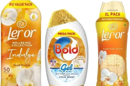 Laundry Care Bundle, Liquid Detergent 32 Washes, Fabric Conditioner 50 Washes, Gold Orchid Scent Booster 420g-AUTO WIN 02/05
