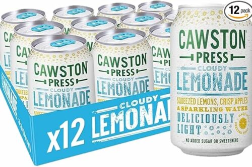 Cawston Press Sparkling Lemonade Fizzy Drink Blended With Sparkling Water, Squeezed Lemon Juice & Pressed Apple Juice (330ml x 12 cans) -AUTO WIN 10/05