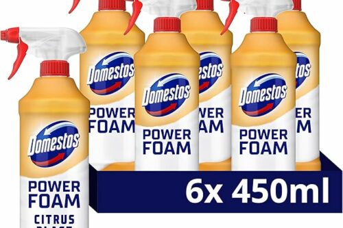 Domestos Power Foam Citrus Blast Upside Down Spray bleach-free toilet & bathroom cleaner eliminates 99.99%* of germs 6x 450 ml AUTO-WIN 21/05