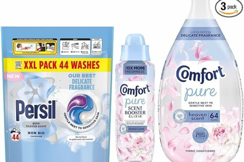 3 WINNERS-Pure Heaven Scent Complete Laundry Trio – Fabric Conditioner (64 Wash), Scent Booster Elixir (460ml), Persil Capsules(44Wash), Long-Lasting Fragrance, Gentle & Fresh Laundry Care-AUTO WIN 24/05