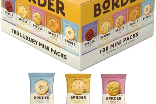BORDER BISCUITS 100 PACKS, MULTIPACKS BOX, 5 FLAVOUR VARIETY 2 PER PACK-AUTO WIN 28/05