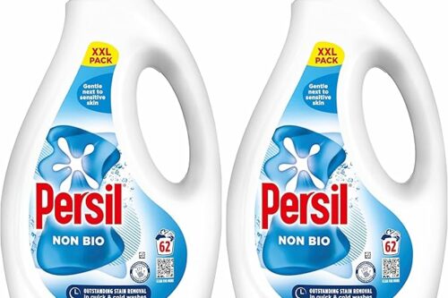 Persil Non Bio Laundry Washing Liquid Detergent outstanding stain removal in quick & cold washes tough on stains, gentle next to sensitive skin 62 washes (1.674 L) (Pack of 2) AUTO-WIN 25/05