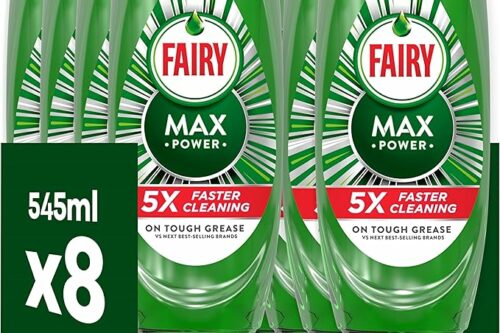 Fairy Max Power Washing Up Liquid Original 8 x 545ML, Easy & Effortless Cleaning, Even On Your Greasiest Pots & Pans AUTO-WIN 22/05