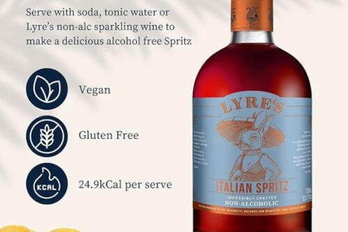 Lyre's Non Alcoholic Italian Spritz Spirit, Award Winning Low Calorie Alcohol Free Aperitif Alternative-AUTO WIN 13/05