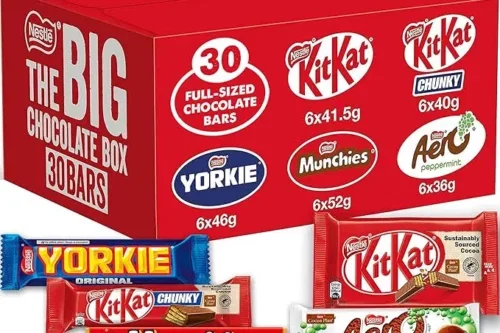 NESTLÉ THE BIG CHOCOLATE BOX, 30 X CHOCOLATE BARS – KITKAT, KITKAT CHUNKY, YORKIE, AERO, MUNCHIES – SHARING GIFT, 1.3KG AUTOWIN 19/05