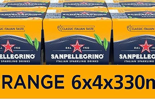 San Pellegrino Italian Sparkling Drinks Classic Taste Original Sparkling Orange Canned Soft Drink 24 Pack (6 Pack x 4 x 330ml)-AUTO WIN 20/05