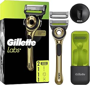 GilletteLabs with Exfoliating Bar, Razor for Men Champion Gold Edition, 1 Handle - 2 Blades-AUTO WIN 10/05