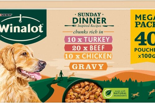 WINALOT Sunday Dinner Mixed in Gravy Wet Dog Food Pouches 40x100g x2 AUTO-WIN 19/05