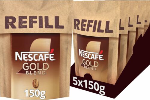 NESCAFÉ Gold Blend Refill 150g | 5 Packs | 416 Cups |750g Rich and Smooth Coffee | Premium Quality Instant Coffee for a Perfect Cup AUTO-WIN 13/05