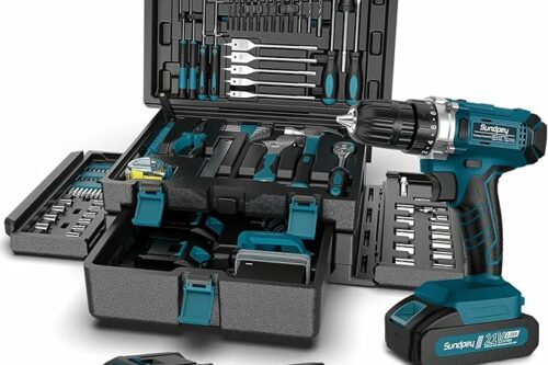 Tool Kit with 21V Drill - Cordless Power Tool Set - 255-PCs General Basic Complete Home and Auto Repair Tools Set - -AUTO WIN 10/05