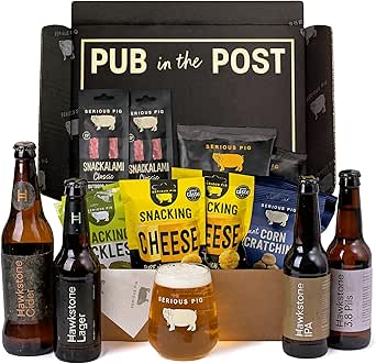 Serious Pig + Hawkstone Gift Set with Glassware and Gourmet Pub Snacks (15 Pack)-AUTO WIN 09/05