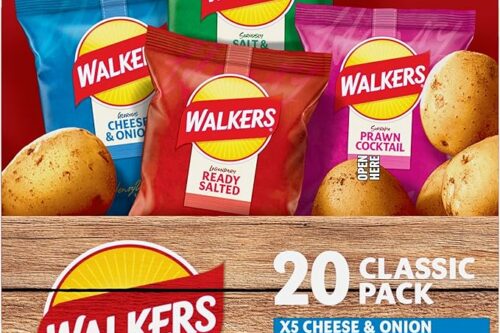 4x Walkers Classic Variety Multipack Crisps Box 20x25 g AUTO-WIN 01/05