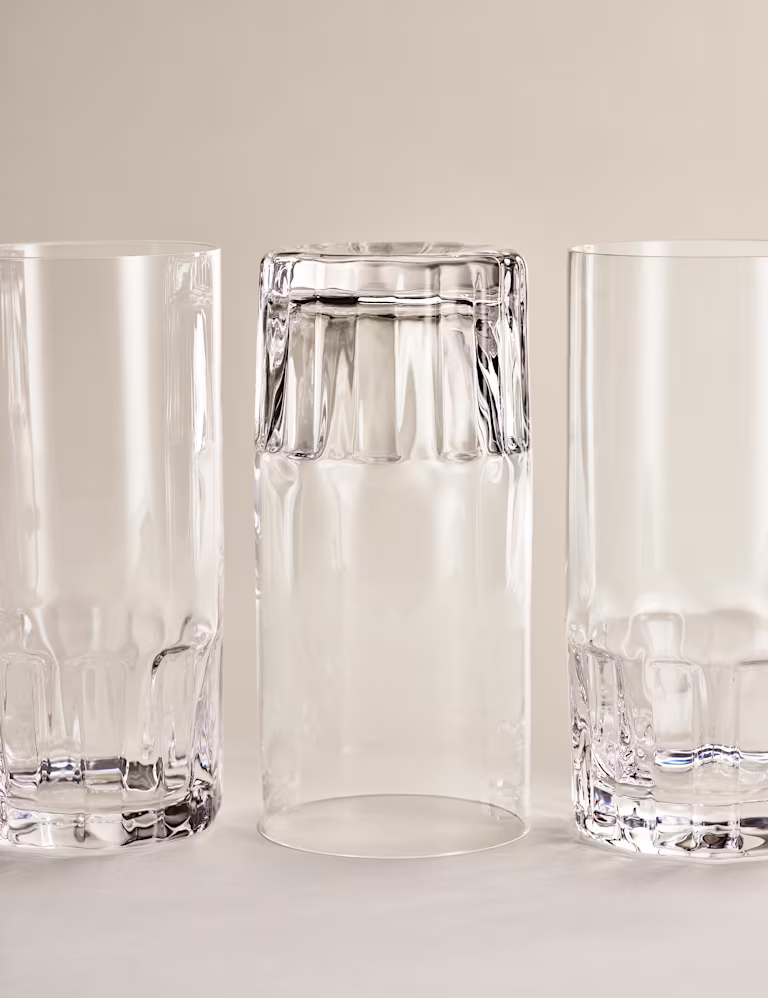 M&S X Kelly Hoppen Set of 4 Textured Hi Ball Glasses-AUTO WIN 10/05