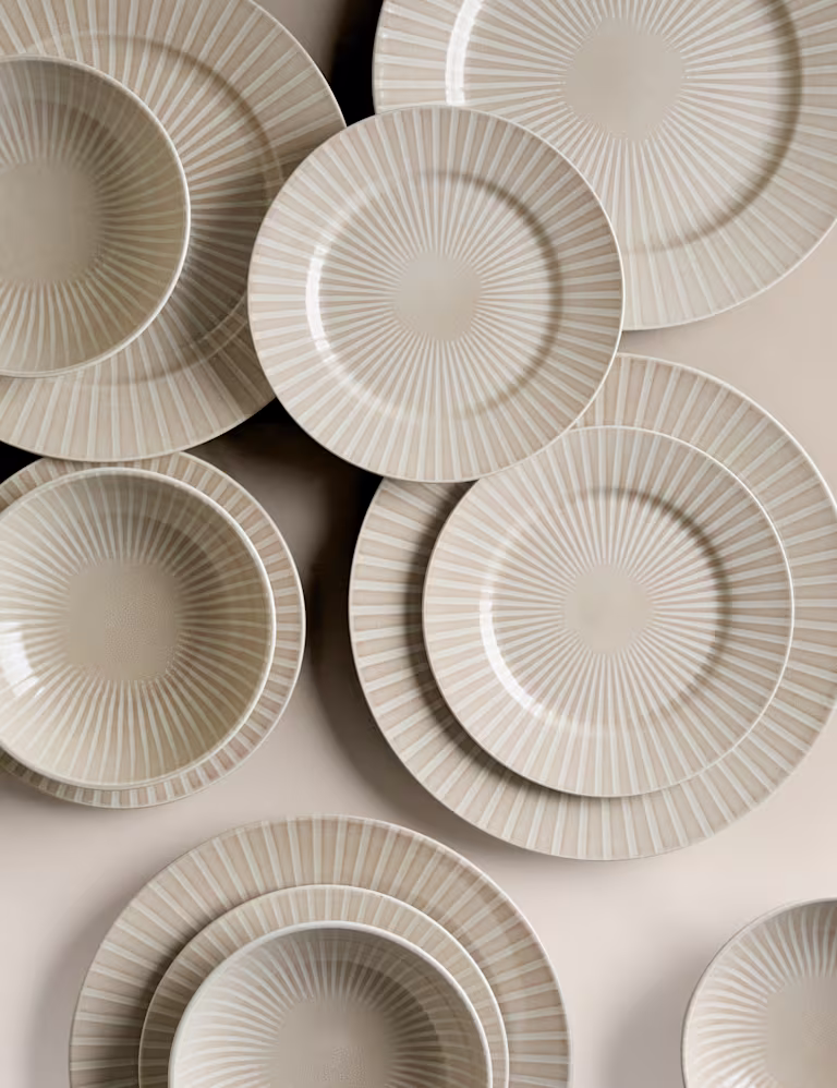 M&S 12 Piece Reactive Stripe Dinner Set-AUTO WIN 10/05