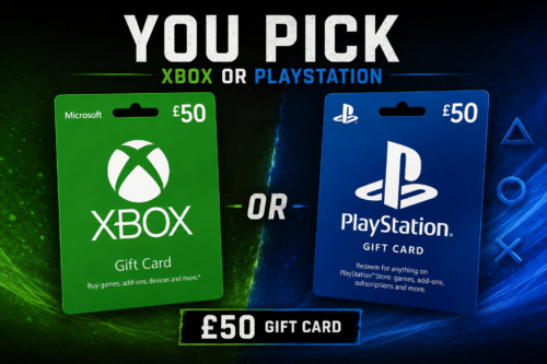 You Pick Xbox or Play Station £50 Gift Card-AUTO WIN 31/05