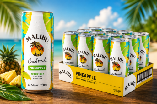 Malibu Sparkling Rum Cocktail - Coconut & Pineapple Flavour Pre-Mixed Cans - Refreshing Ready to Drink - Case of 12 x 250ml-AUTO WIN 30/05