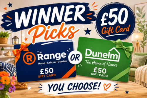 Winner Pick £50 Gift Car for Dunelm Or The Range -AUTO WIN 13/06