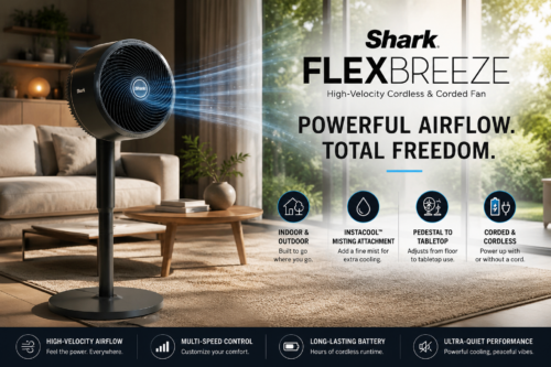 Shark FlexBreeze Indoor Outdoor Portable Oscillating Fan with Remote Control Quiet Powerful Wired Wireless InstaCool FA222 AUTO-WIN 23/06