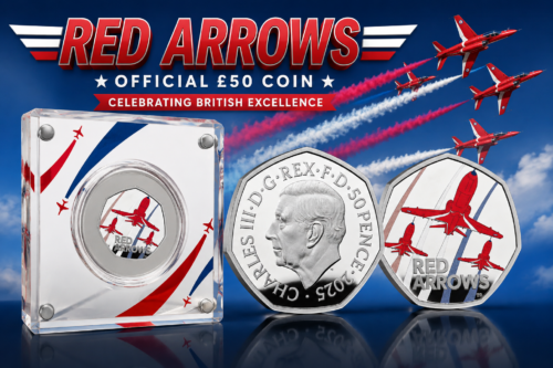 The Red Arrows 2025 UK 50p Silver Proof Colour Coin AUTO-WIN 14/06