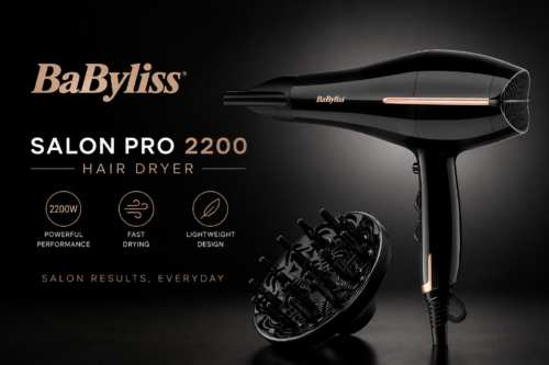 BaByliss Salon Pro 2200 Hair Dryer, Black-AUTO WIN 18/06