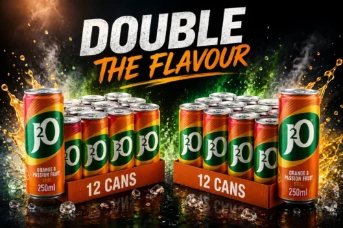J2O FRUIT JUICE, ORANGE AND PASSION FRUIT, 250ML CANS (PACK OF 12×2) AUTO-WIN 25/06